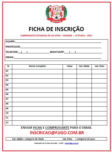 Modelo De Ficha De Inscricao 3846