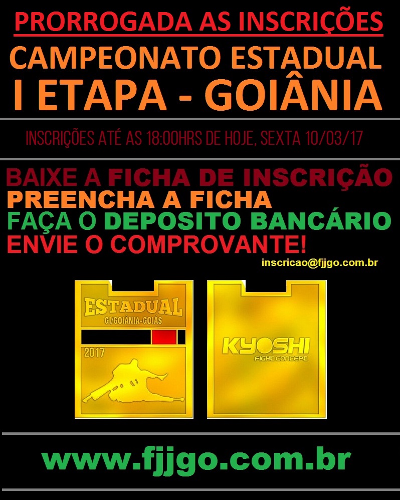 PRORROGADO as Inscrições para o Estadual.